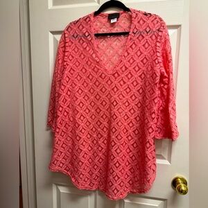 Jordan Taylor Coral Lace Swim Coverup